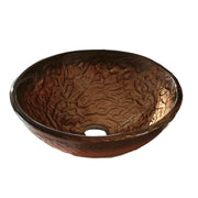 Tempered Glass Vessel Sink w. Gold Pattern Y43